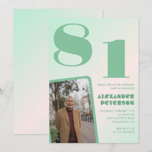 Retro Foto Green Gradient 81. Geburtstag Einladung