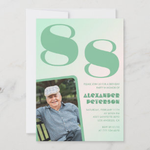 Retro Foto Green Gradient Man 88. Geburtstag Einladung