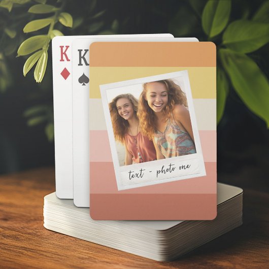 Retro-Foto-Grenze mit farbenfrohen Korallen Streif Spielkarten