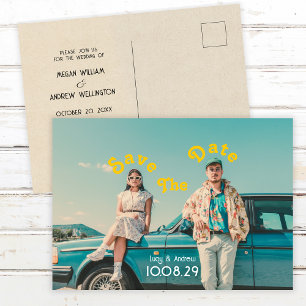 Retro-Foto Hochzeit rettet das Datum Postkarte
