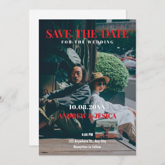 Retro-Foto-Hochzeit Save The Date (Vorne/Hinten)