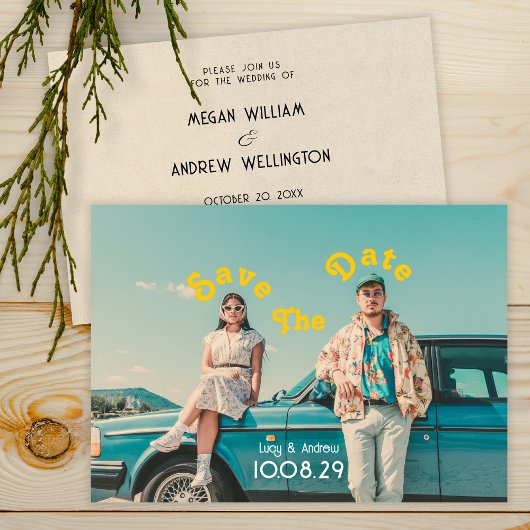 Retro Foto Hochzeit speichern Sie das Datum Save The Date