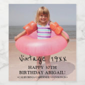 Retro-Foto im Vintagen Jahr Snapshot Geburtstagspa Weinetikett (Einzelnes Label)