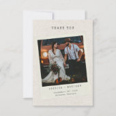 Retro Foto Imitate Leinen Custom Wedding Dankeskarte (Vorderseite)