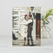 Retro Foto Magazine Wedding Einladung (Stehend Vorderseite)