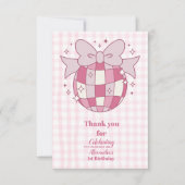 Retro Foto Niedlich Rosa Bow Coquette 1. Geburtsta Dankeskarte (Vorderseite)