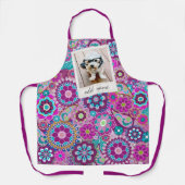 Retro-Foto-Rahmen mit Funky-Blume - Rosa Lila Schürze (Vorderseite)