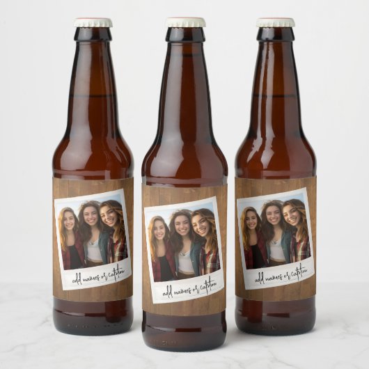 Retro Foto Rahmen - Platz mit rustikalem Holzrücke Bierflaschenetikett (Flaschen)