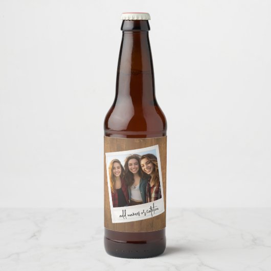 Retro Foto Rahmen - Platz mit rustikalem Holzrücke Bierflaschenetikett (Vorderseite)