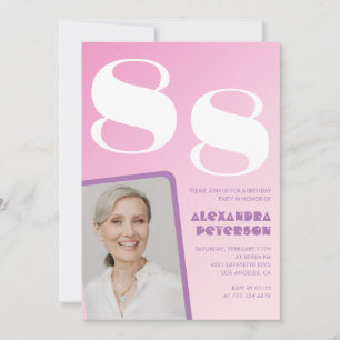 Retro-Foto Rosa 88. Geburtstag Einladung