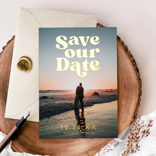 Retro-Foto Save the Date Folieneinladung