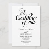 Retro Foto Schwarz-weiße Skript Hochzeit Qr-Code Einladung (Vorderseite)