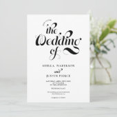 Retro Foto Schwarz-weiße Skript Hochzeit Qr-Code Einladung (Stehend Vorderseite)