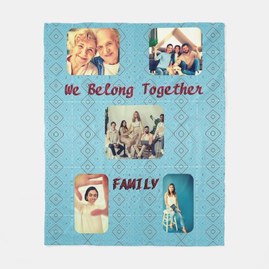 Retro Foto Soft Blue Diamond Muster Fleecedecke (Vorderseite)