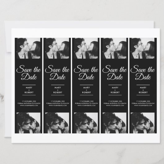 Retro Foto Stand 2x7" Save the Date Hochzeitstreic (Rückseite)