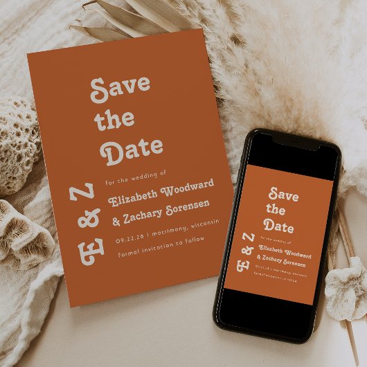 Retro Foto Typografie Burnt Orange Save the Date