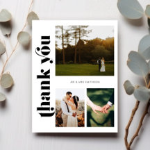 Retro Foto Wedding Danke Postcard