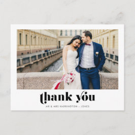 Retro Foto Wedding Danke Postcard Postkarte