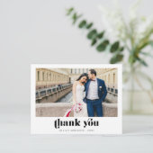 Retro Foto Wedding Danke Postcard Postkarte (Stehend Vorderseite)