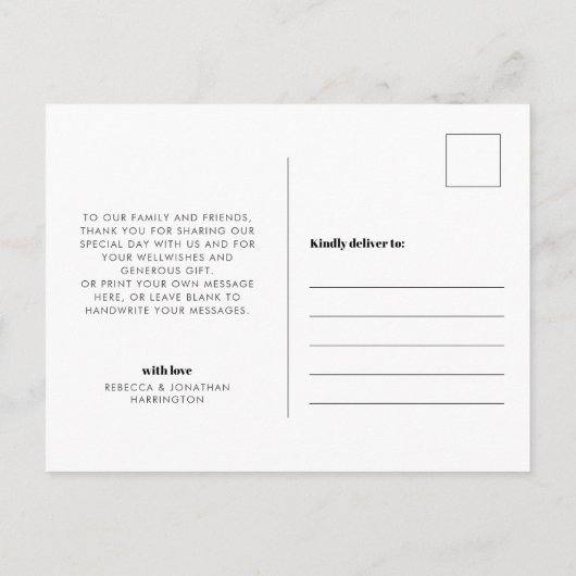 Retro Foto Wedding Danke Postcard Postkarte (Rückseite)