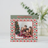 Retro Foto Weihnachten Rot Weiß und Grün Blume (Stehend Vorderseite)