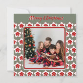 Retro Foto Weihnachten Rot Weiß und Grün Blume (Vorderseite)