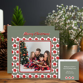 Retro Foto Weihnachten Rot Weiß und Grün Blume