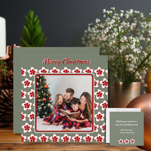 Retro Foto Weihnachten Rot Weiß und Grün Blume