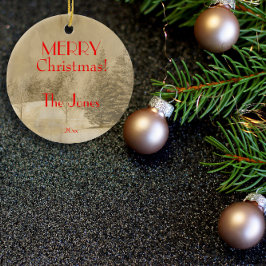 Retro Foto Weihnachtsbaum Keramik Ornament