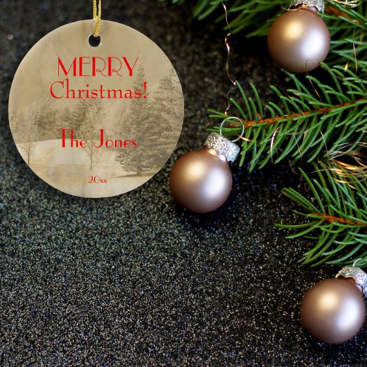 Retro Foto Weihnachtsbaum Keramik Ornament