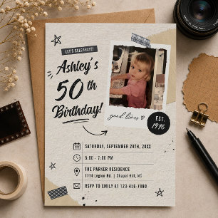 Retro-Foto zum 50. Geburtstag Einladung