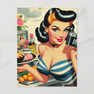 Retro-Fotograf Pin-Up Postkarte