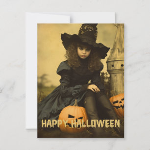 Retro-Fotografie Halloween süße böse Hexen Mädchen Postkarte