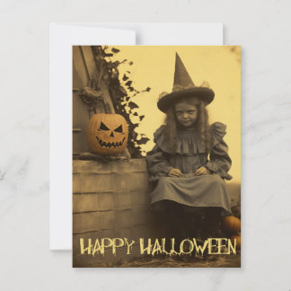 Retro Fotografy spooky Halloween gruselige Mädchen Postkarte