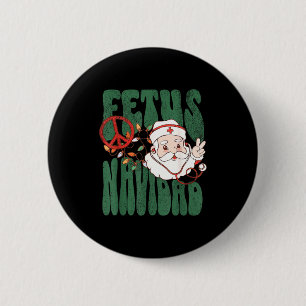 Retro Fötus Navidad Santa Claus Weihnachten Frauen Button