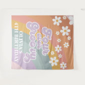 Retro Four Ever Groovy Regenbogen Wandteppich (Vorderseite (Horizontal))