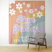 Retro Four Ever Groovy Regenbogen Wandteppich (Beispiel)