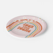 Retro Four Ever Junge, daistischer Regenbogen 4. G Pappteller (Schrägansicht)