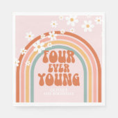 Retro Four Ever Junge, daistischer Regenbogen 4. G Serviette (Vorderseite)