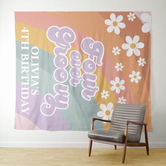 Retro Four je Groovy Rainbow Wandteppich (Beispiel (Horizontal))