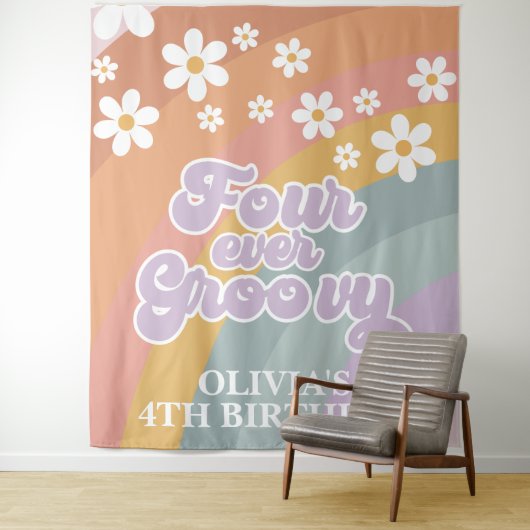 Retro Four je Groovy Rainbow Wandteppich (Beispiel)