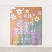 Retro Four je Groovy Rainbow Wandteppich (Vorderseite)