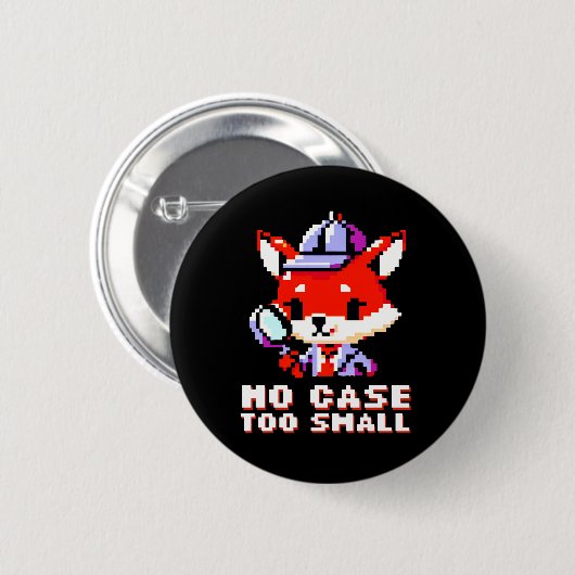 Retro Fox Detection: 8-Bit Whimsy Button (Vorne & Hinten)
