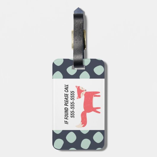 Retro Fox Gepäckanhänger (Rückseite vertikal)