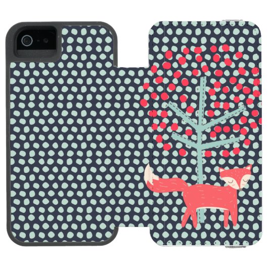 Retro Fox Incipio iPhone Geldbeutel-Hülle (Folio Geöffnet)