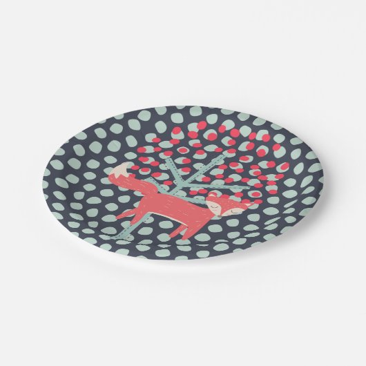 Retro Fox Pappteller (Schrägansicht)