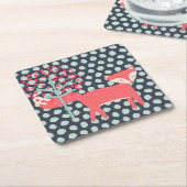 Retro Fox Rechteckiger Pappuntersetzer (angewinkelt)