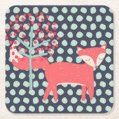 Retro Fox Rechteckiger Pappuntersetzer (Vorderseite)