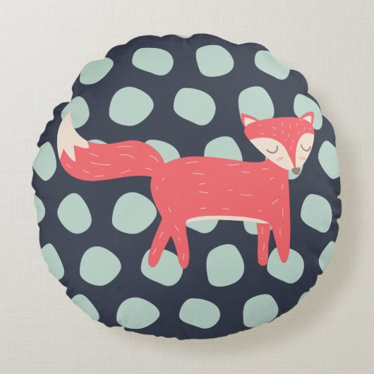 Retro Fox Rundes Kissen (Vorderseite)