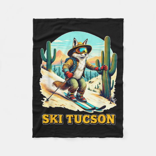 Retro Fox Ski in Tucson Wüste Abenteuer Ski Ar Fleecedecke (Vorderseite)